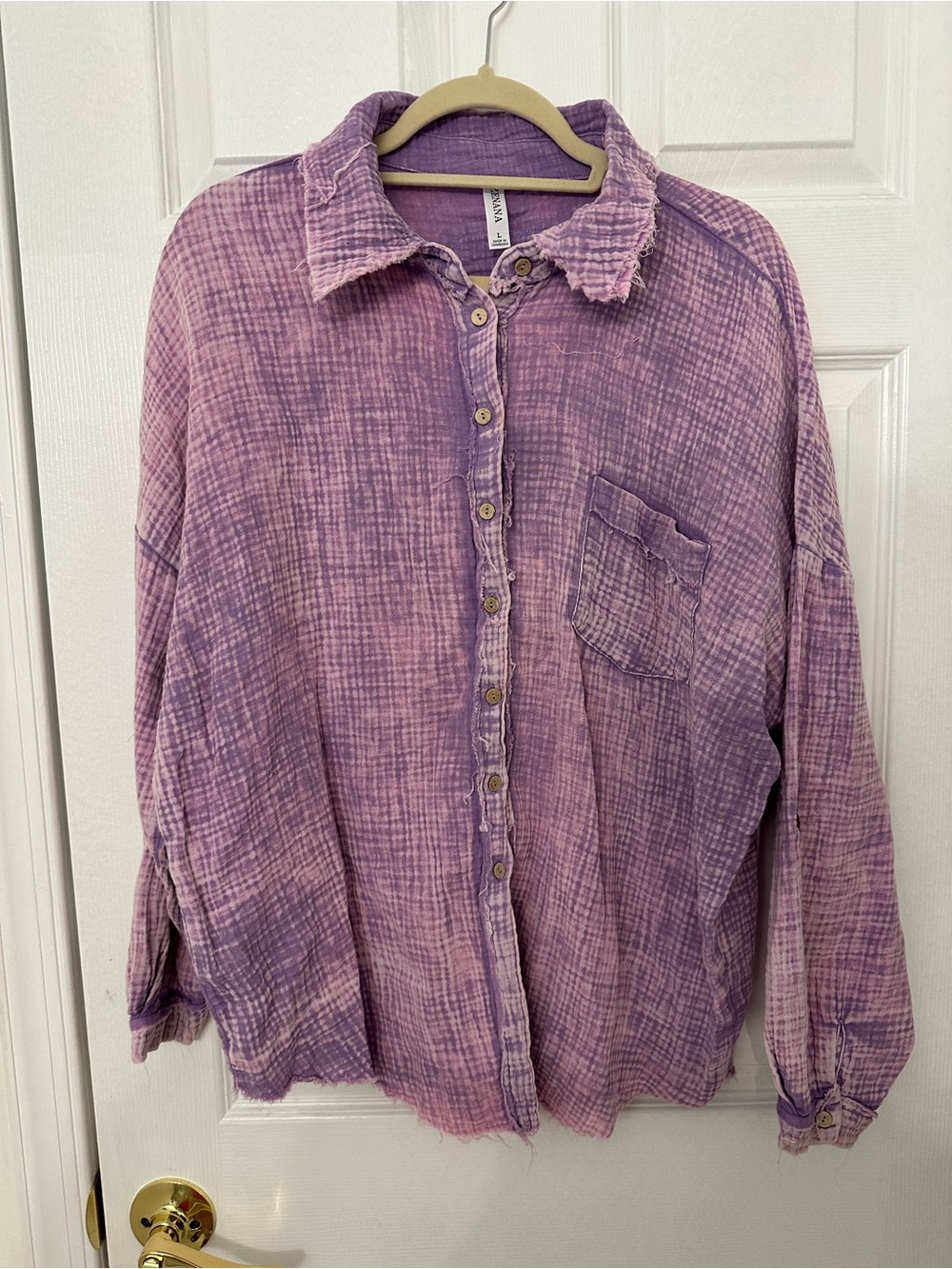 Zenana Outfitters Lavender-Purple Button Front Top